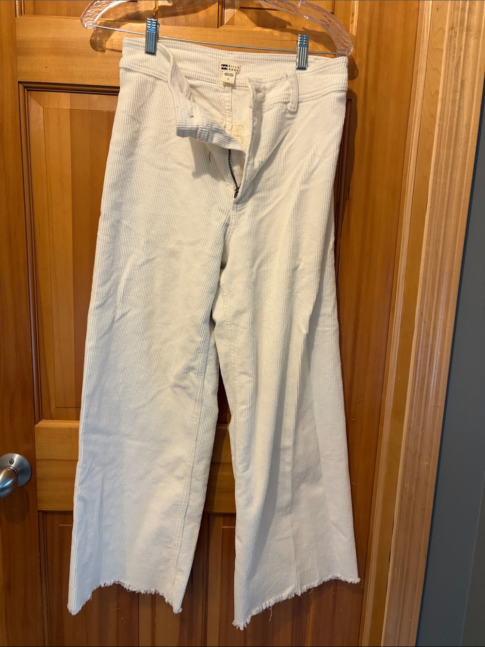 Billabong Wide Leg Corduroy Pants in Off-White
